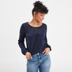 T-shirt détails dentelle Creeks bleu marine femme
