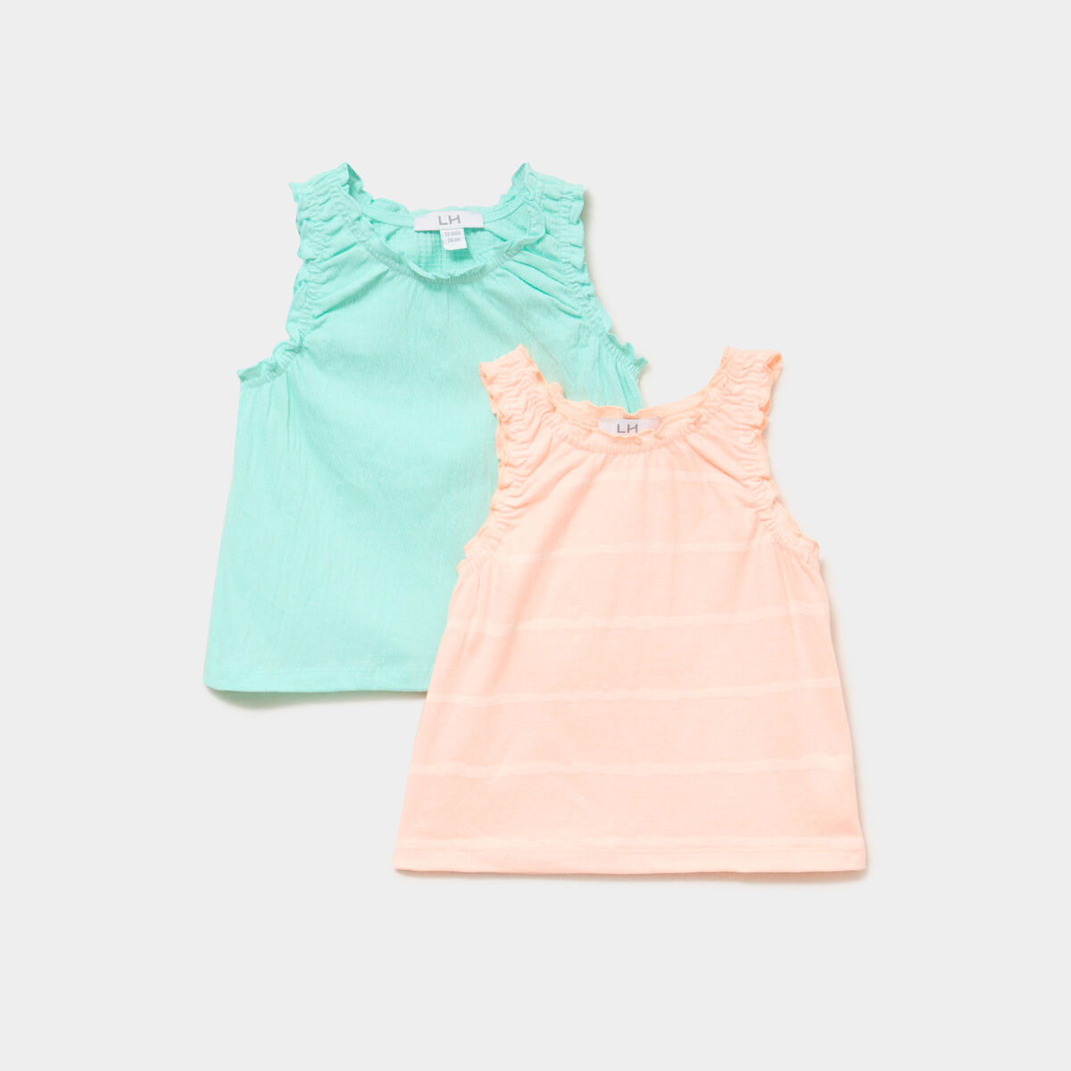 Lot 2 d&eacute;bardeurs droits cols ronds orange fluo b&eacute;b&eacute; fille