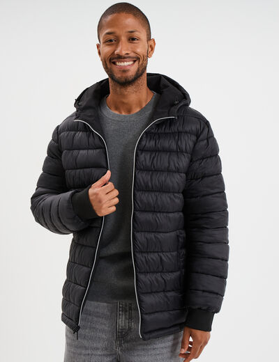 Blouson à capuche zippé noir homme