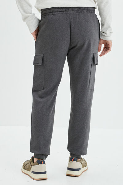 Pantalon jogging poches latérales gris foncé homme
