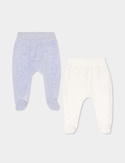 Lot 2 pantalons effet velours coton blanc bébé garçon