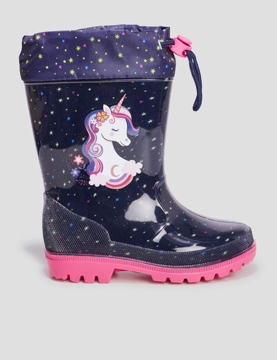 Bottes de pluie semelle crantée bleu marine fille