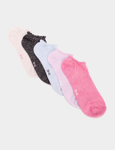 Lot 5 paires chaussettes coton multicolore femme