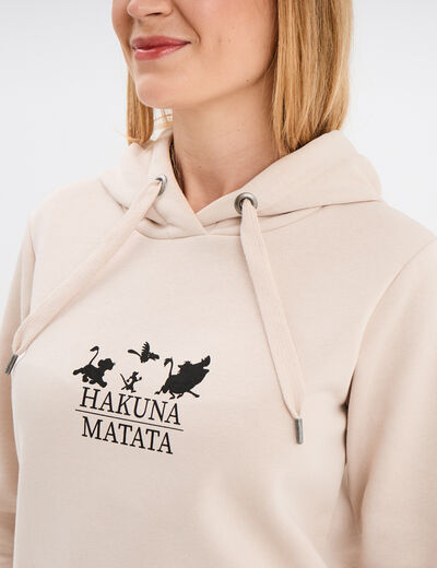 Sweat hoodie 1 poche Le Roi lion sable femme
