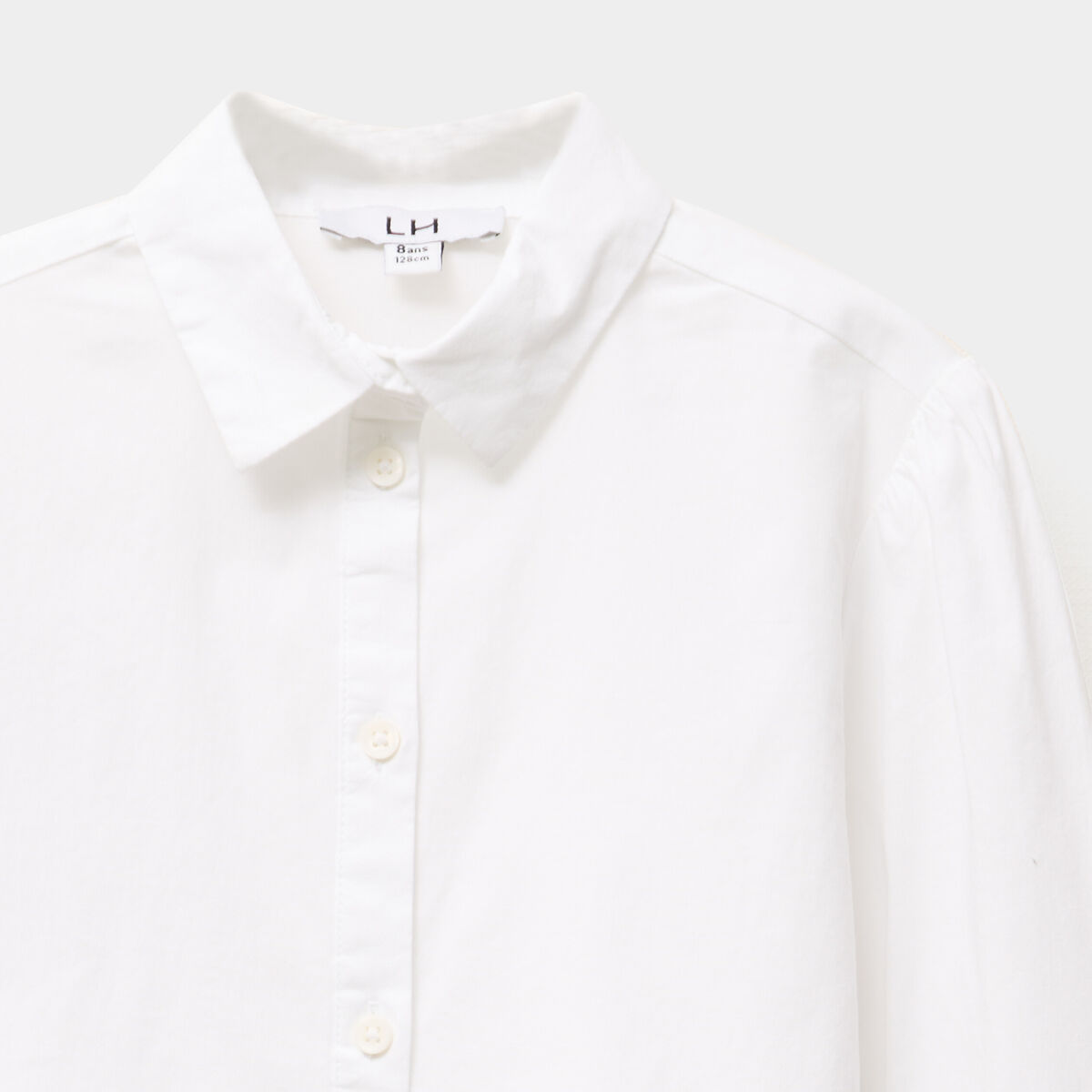 Chemise manches longues blanc fille