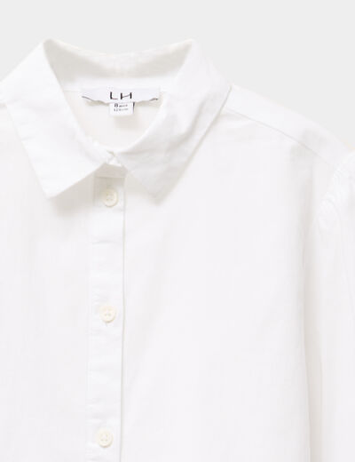 Chemise manches longues blanc fille