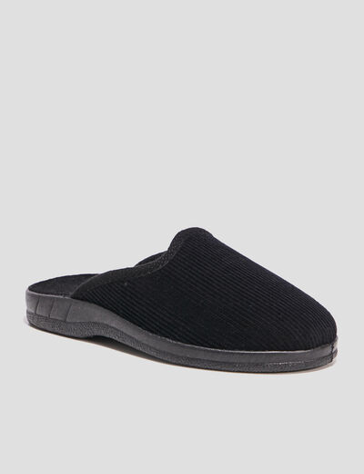 Chaussons mules velours noir homme