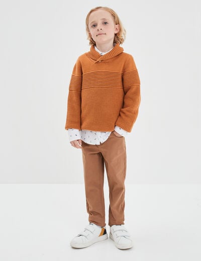 Pantalon slim stretch marron garçon