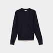 Pull en maille textur&eacute;e col rond bleu marine homme