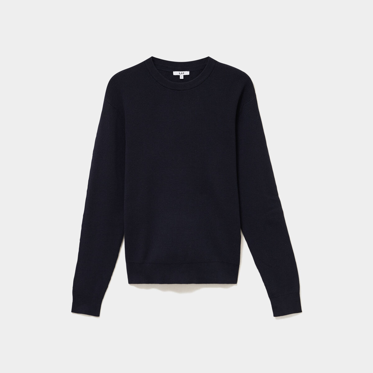 Pull en maille textur&eacute;e col rond bleu marine homme