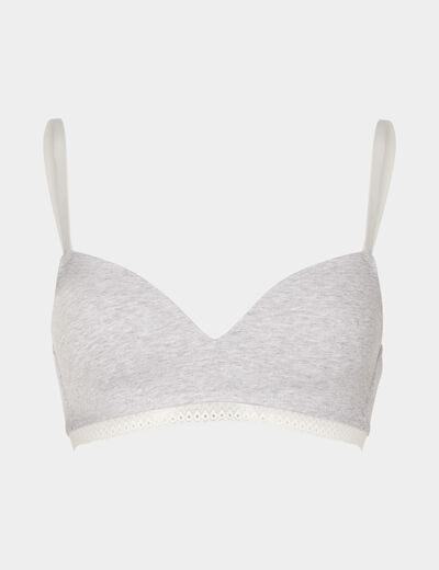 Soutien-gorge triangle paddé coton gris femme
