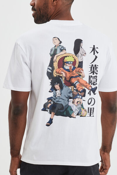 T-shirt col rond manches courtes Naruto blanc homme