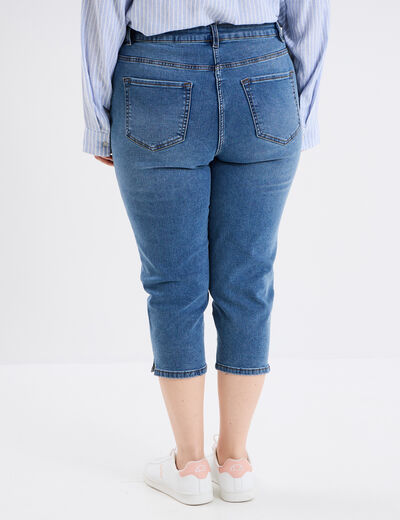Jeans corsaire slim taille haute bleu clair femme grande taille
