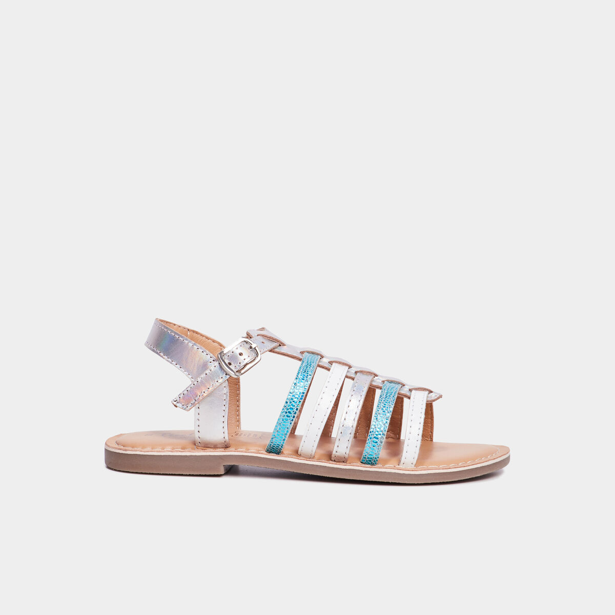 Sandales brides irisées en cuir Creeks bleu fille