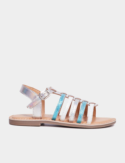 Sandales brides irisées en cuir Creeks bleu fille