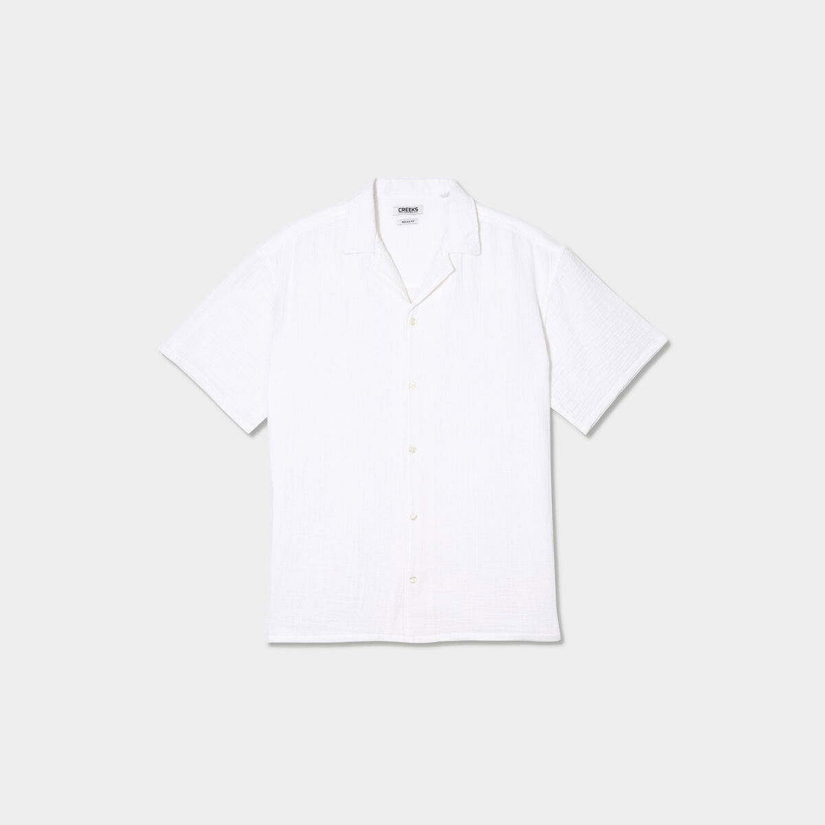 Chemise manches courtes gaze de coton blanc homme