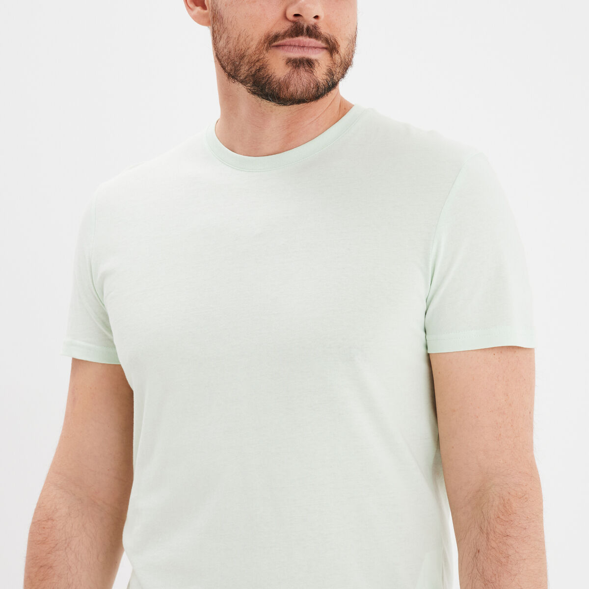 T-shirt en coton manches courtes vert pastel homme