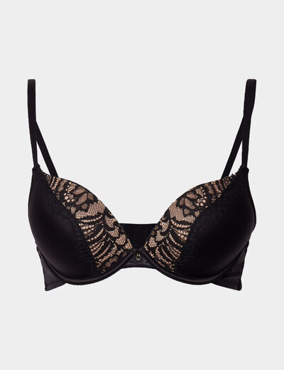 Soutien-gorge push up padded satin noir femme