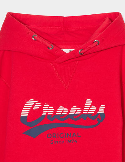 Sweat à capuche hoodie 1 poche Creeks rouge garçon