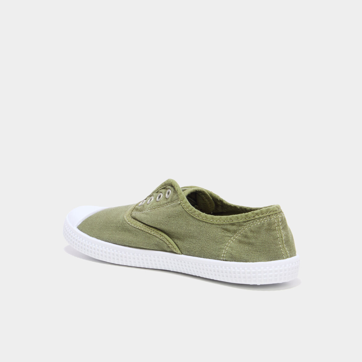 Tennis basses en toile enfilage facile vert kaki femme