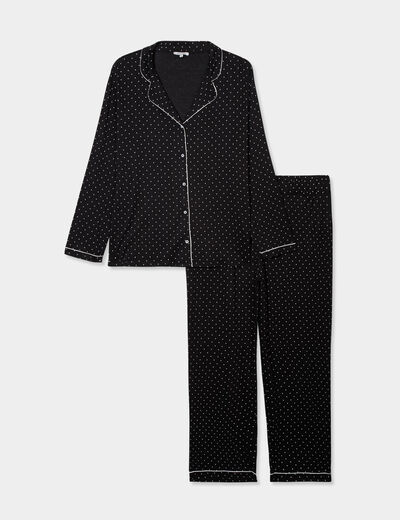 Ensemble pyjama chemise et pantalon noir femme grande taille