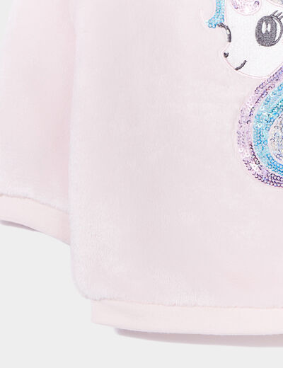 Sweat velours à sequins boutonné rose clair bébé fille
