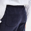 Pantalon effet velours &agrave; pont 7/8&egrave;me bleu fonc&eacute; femme