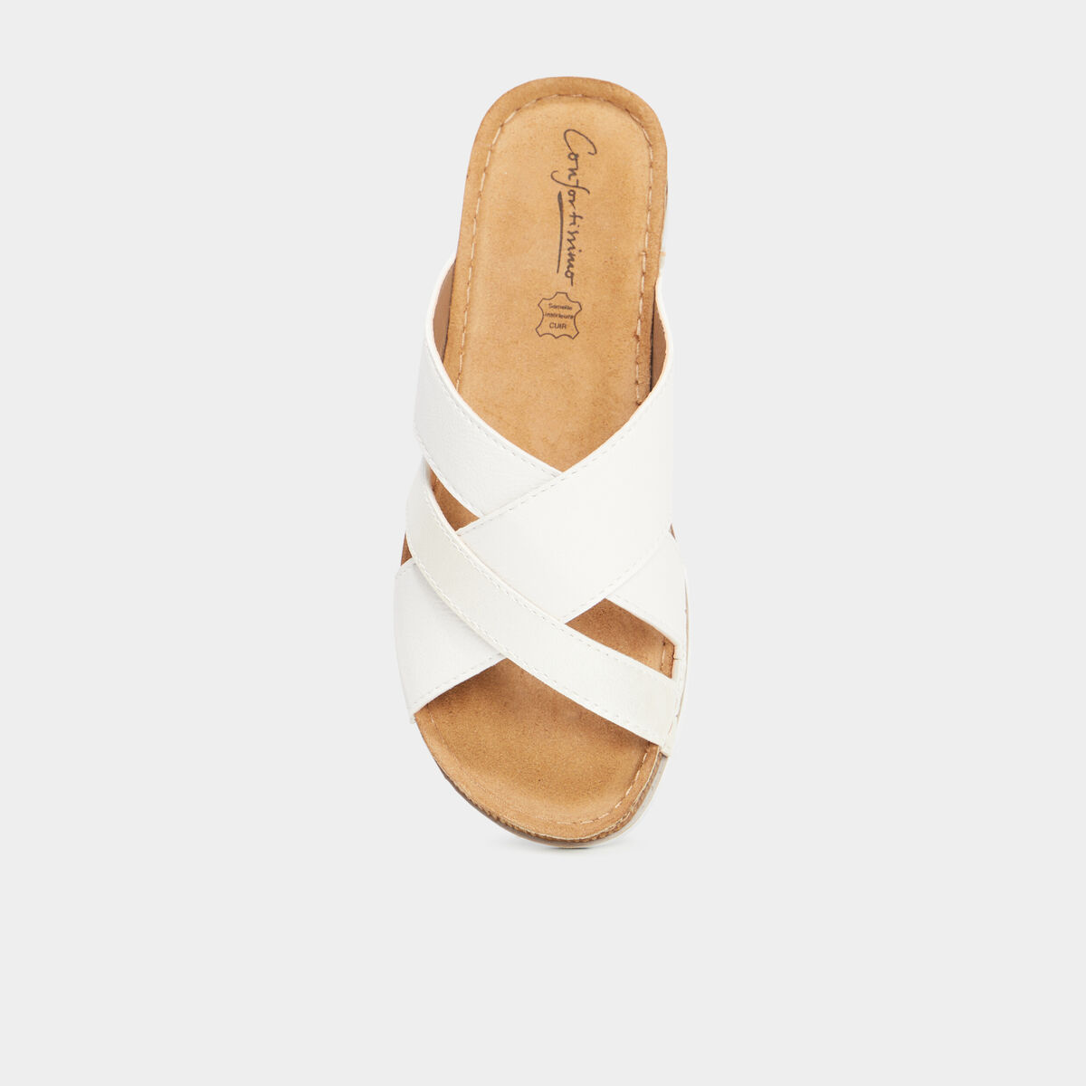 Mules &agrave; talons compens&eacute;s Confortissimo blanc femme