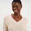 Pull col en V ecru femme