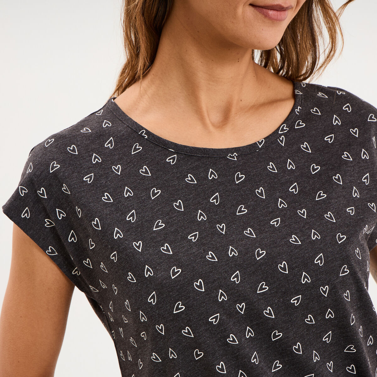 Chemise de nuit manches courtes gris anthracite femme