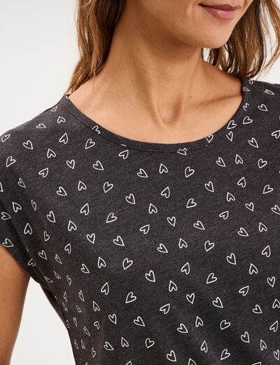 Chemise de nuit manches courtes gris anthracite femme