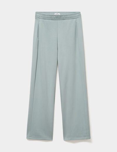 Pantalon de jogging large molletonn&eacute; bleu gris femme