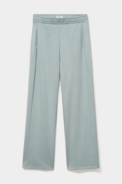 Pantalon de jogging large molletonn&eacute; bleu gris femme