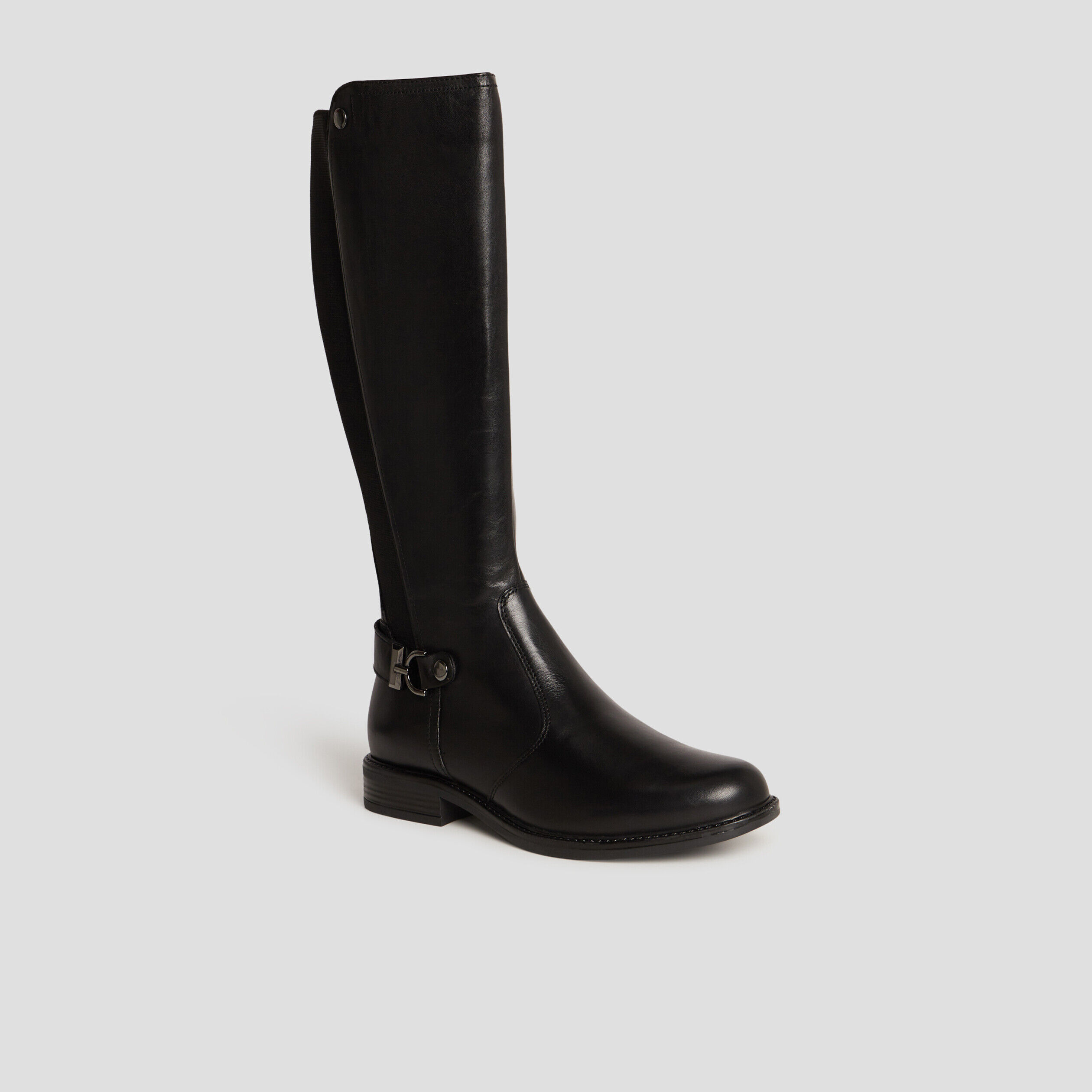 Bottes cavalières avec boucles en cuir noir femme LH