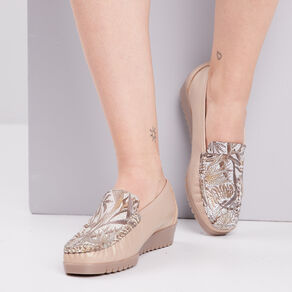 Mocassins en cuir compensés pied large multicolore femme