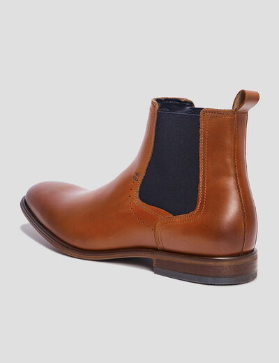 Boots chelsea en cuir marron cognac homme
