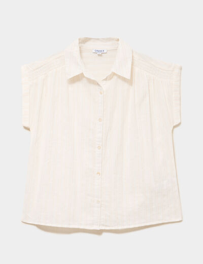 Blouse manches courtes blanc femme