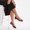 Ballerines bout carr&eacute; brides ajustables bordeaux femme