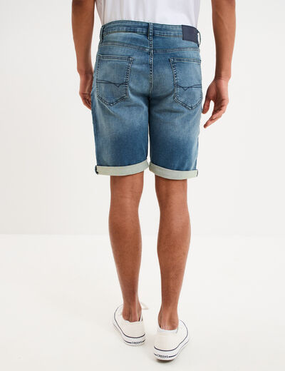 Bermuda droit &agrave; coulisse en jean denim stone homme