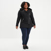 Manteau mi-long col imitation fourrure noir femme grande taille