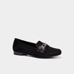 Mocassins plats su&egrave;de noir femme