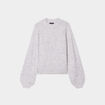 Pull avec perles et manches ballons gris clair femme
