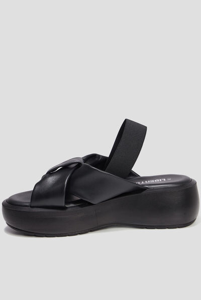 Sandales compensées plis Liberto noir femme