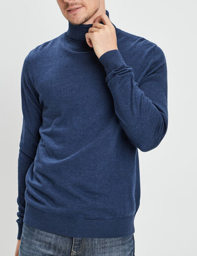 Pull avec col roulé bleu marine homme