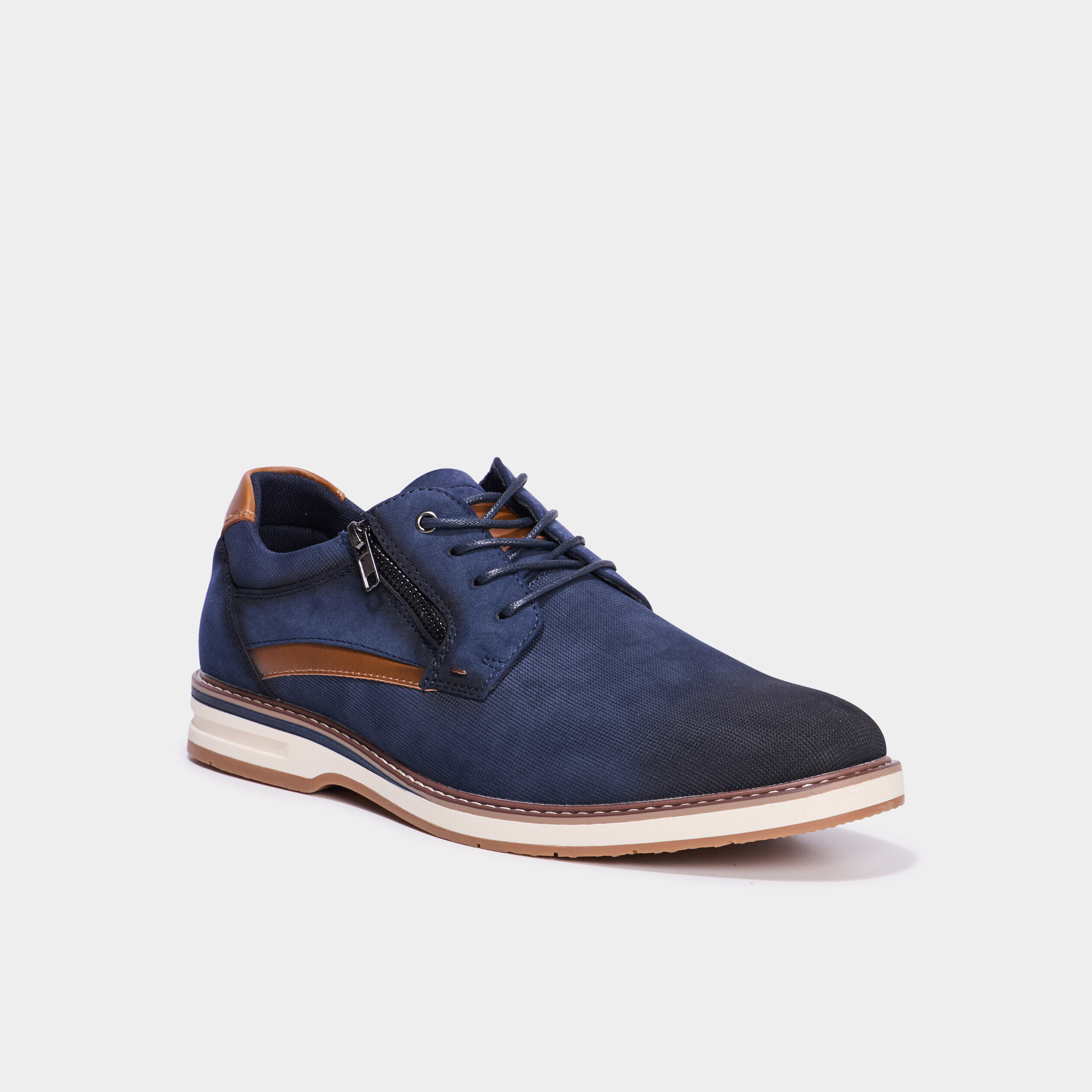 Derbies détails zippés bleu homme LH