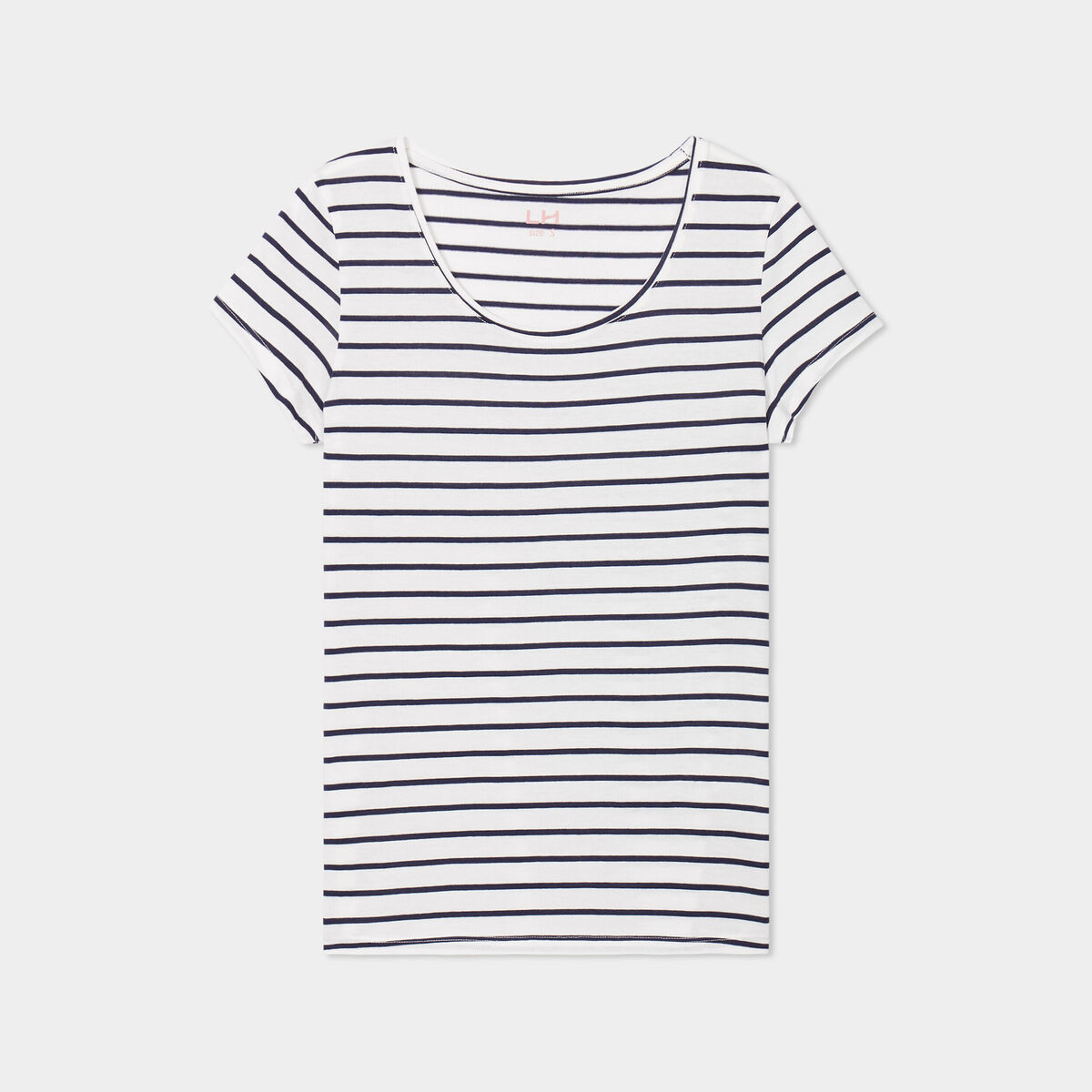 T-shirt ray&eacute; manches courtes ecru femme