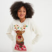 Pull de No&euml;l lumineux &agrave; sequins ivoire femme