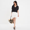 Short fluide city avec pinces blanc femme