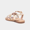 Sandales en cuir fleur bride scratch jaune or fille