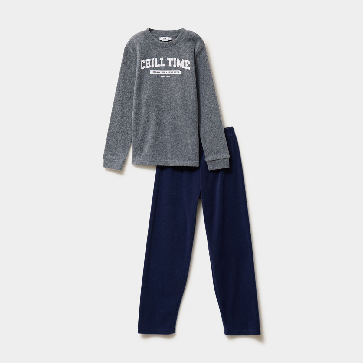 Ensemble pyjama micro polaire 2 pi&egrave;ces gris clair gar&ccedil;on